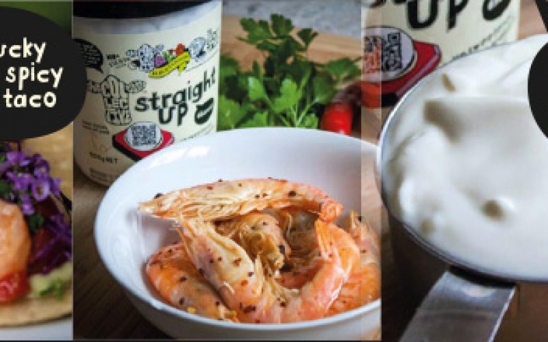 Prawn taco & Spicy Avo Cream recipe